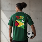 Guyana Flag Themed Unisex Graphic Shadow Stripe Collared Soccer Jersey