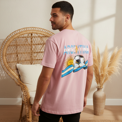 Argentina Flag Art Graphic Unisex Essential Cotton T-Shirt