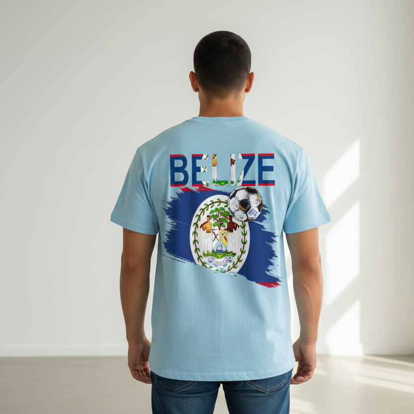 Belize Flag Themed Graphic Unisex  Vintage Wash Cotton T-Shirt