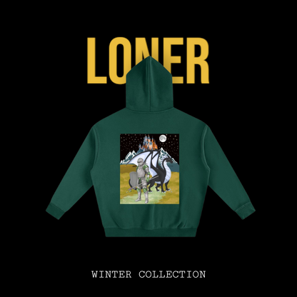 Unisex Medieval Themed Oversize Fleeced Hoodie, Knights and Dragon Fans