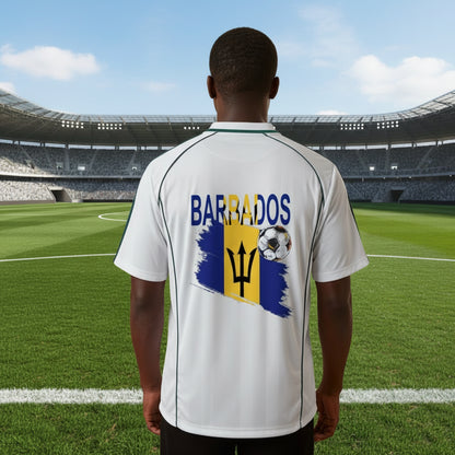 Barbados Flag Shadow Stripe Collared Soccer Jersey