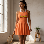 Women's Collared A-Line Tennis Dress Featuring a Spain Flag-Inspired Design