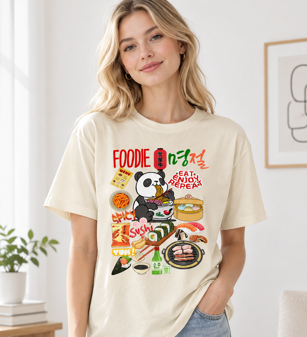 Asian Foodie Enthusiast Graphic Unisex Oversized T-Shirt