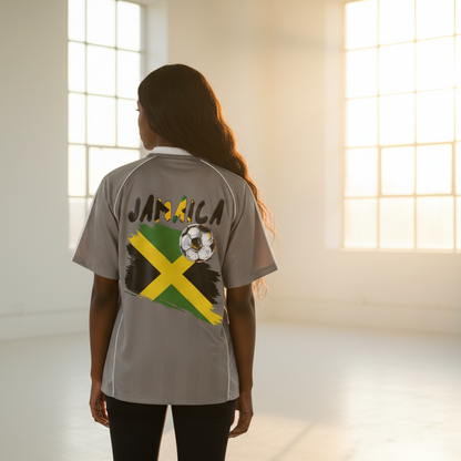 Jamaica Flag Themed Unisex Stripe Collared Soccer Jersey