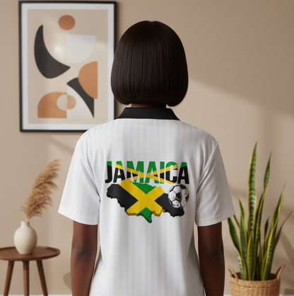Jamaican Flag Themed Unisex Graphic Contrast Collar Striped Soccer Jersey