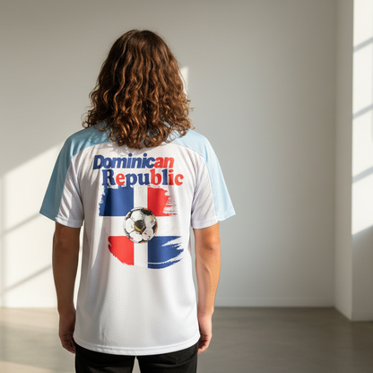 Dominican Republic Oversized Mesh V-Neck Soccer Jersey