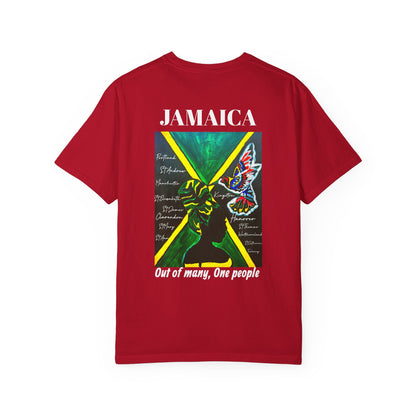 Handcrafted Jamaican Flag Art Graphic Tee, Unisex Garment-Dyed T-shirt