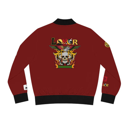 Skull Flames "Loner" Women's Bomber Jacket — Gothic Punk Graphic Outerwear