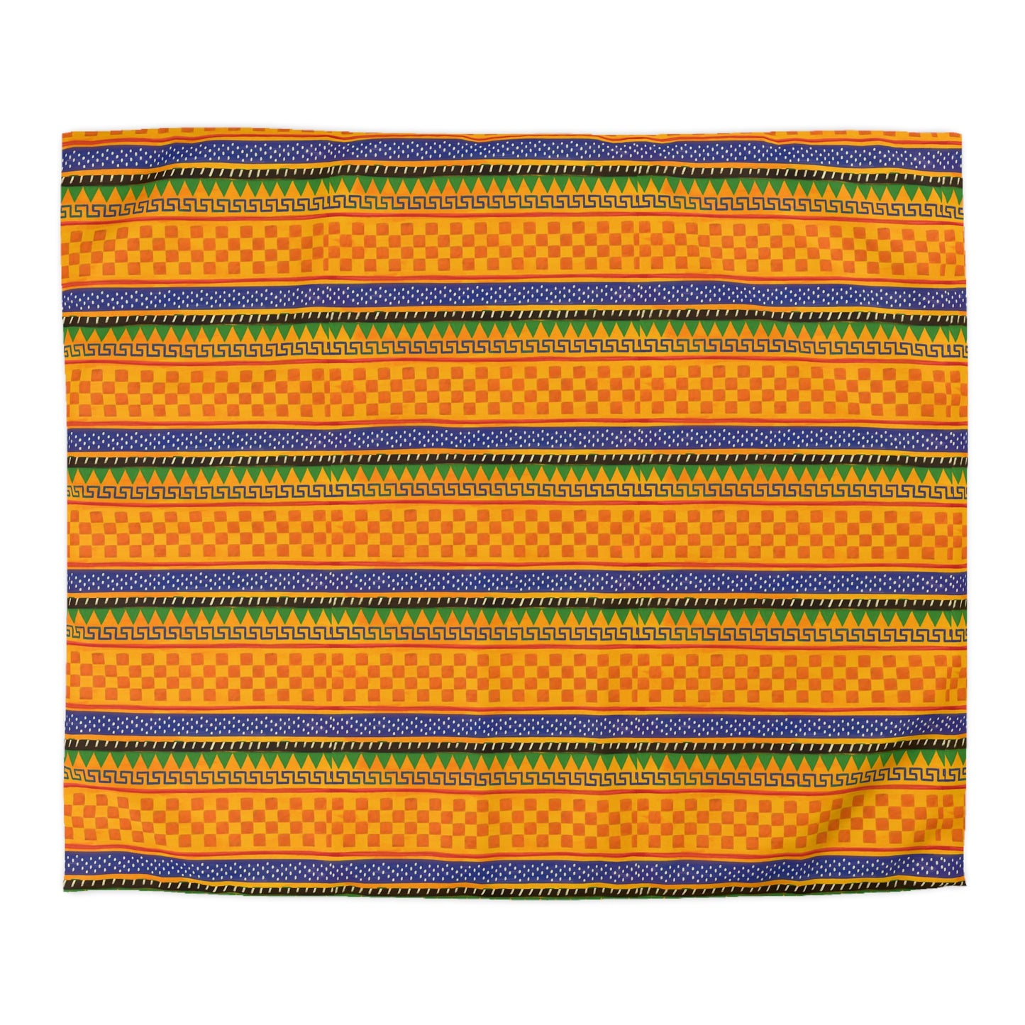 Striped Tribal Pattern Duvet Cover — Boho Orange Microfiber Bedding