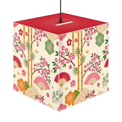 Japanese Floral Cube Lamp — Sakura Fans & Bamboo Light Cube