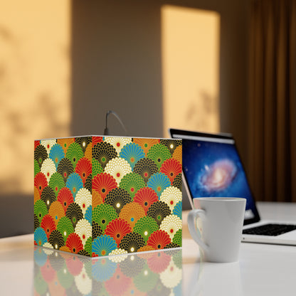 Japanese Fan Pattern Light Cube Lamp — Colorful Scallop Decorative Night Light