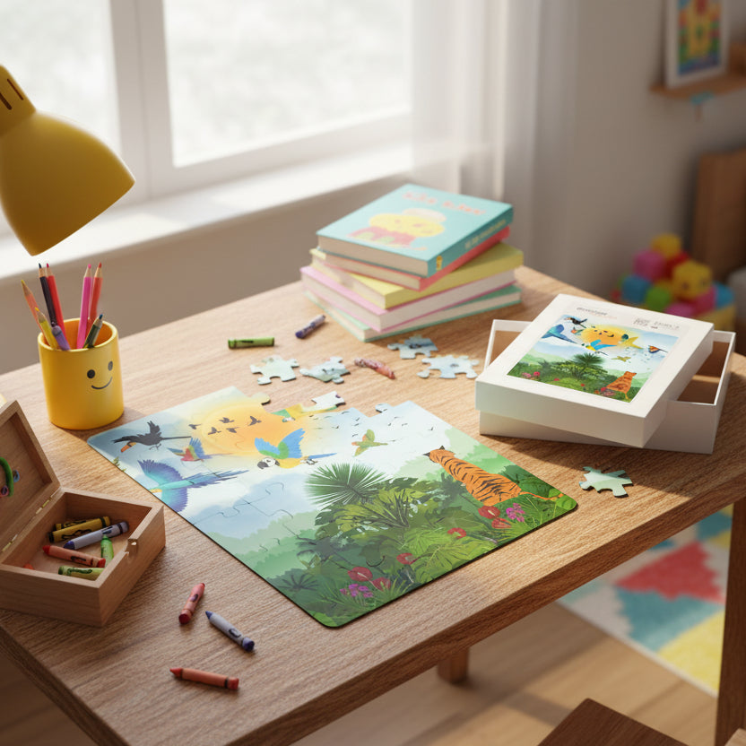 Colorful Jungle Adventure Puzzle for Kids – 30 Pieces – Fun Learning Activity Printify