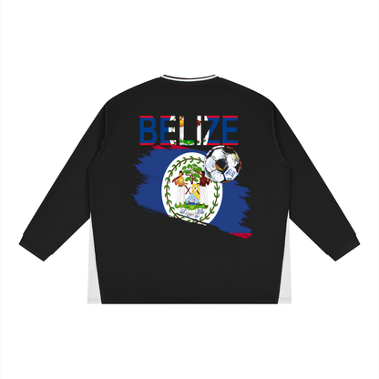 Belize Flag Art Unisex Color Block Long Sleeve Jersey