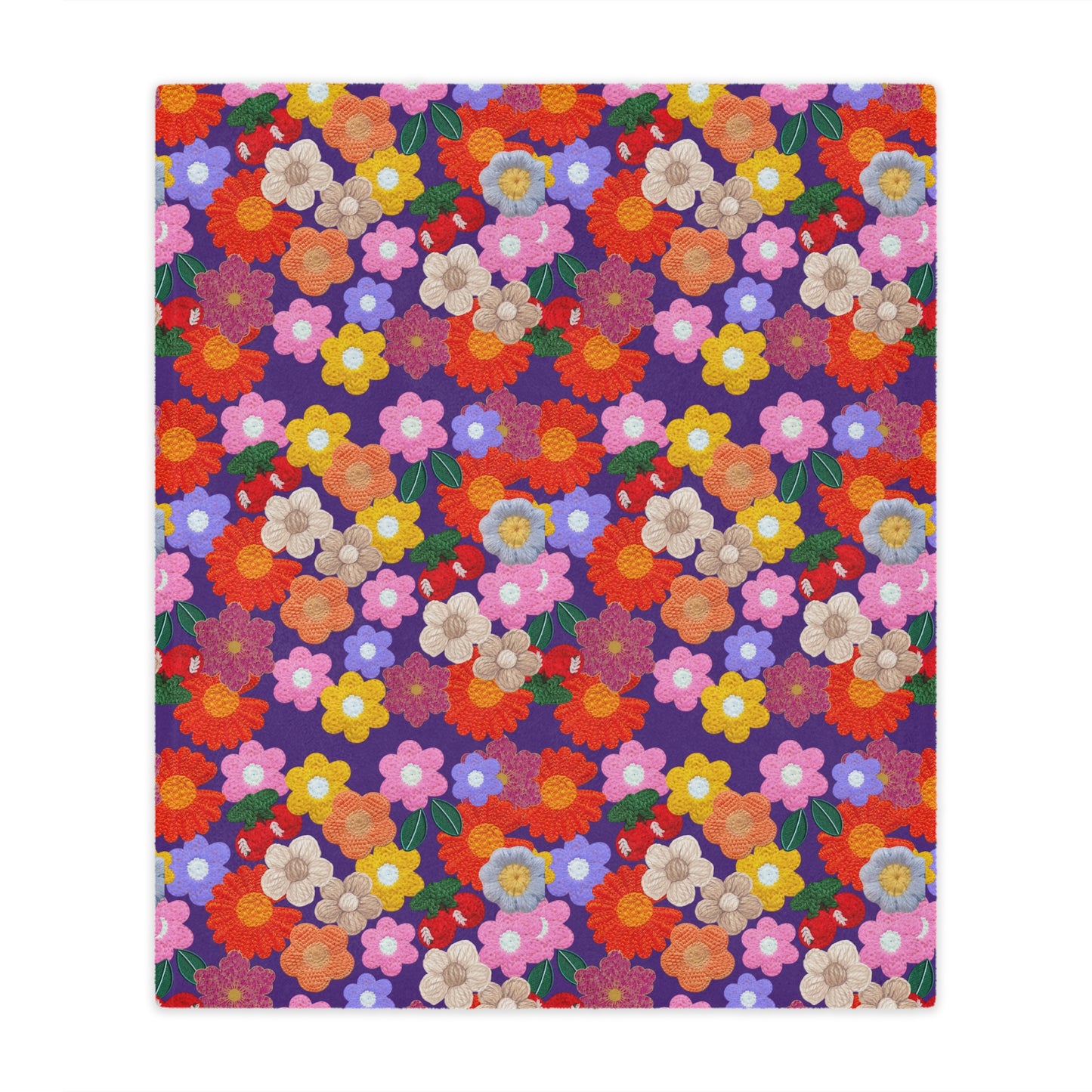 Floral Fiesta Minky Blanket — Bright Retro Flower Pattern, Cozy Throw for Living Room & Kids
