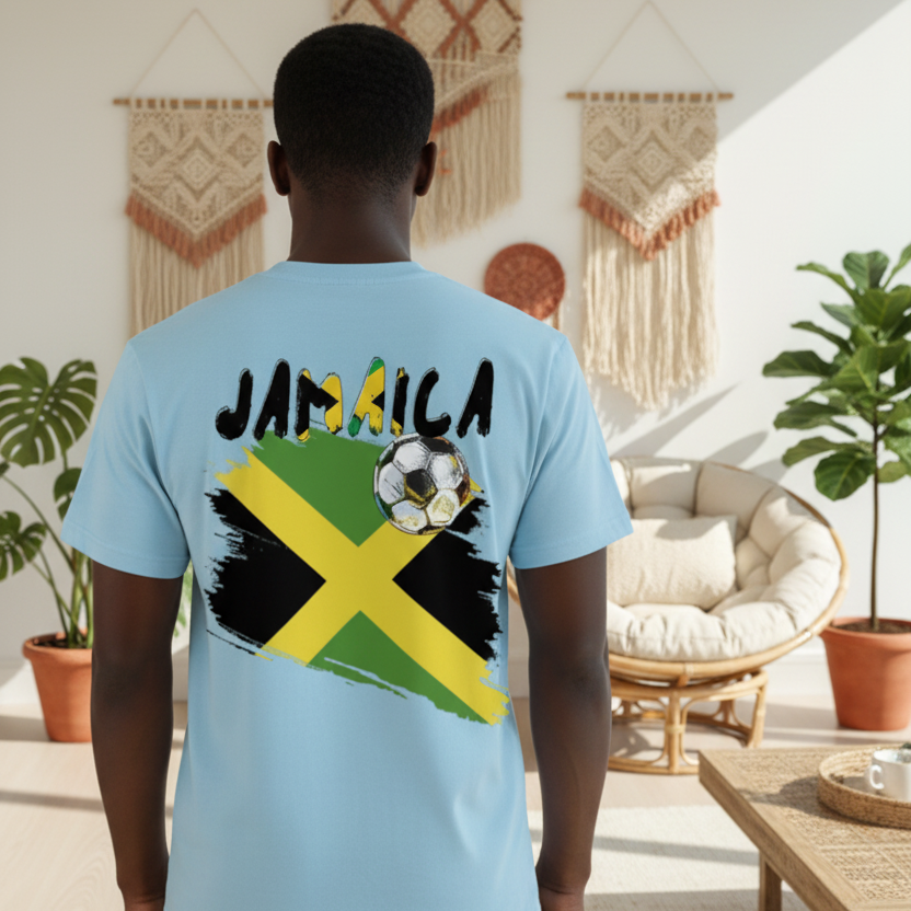 Jamaican Flag Themed Unisex Graphic Vintage Wash Cotton T-Shirt