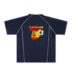 Spain Flag Themed Graphic Stripe Collared Unisex Soccer Jersey ODMPOD