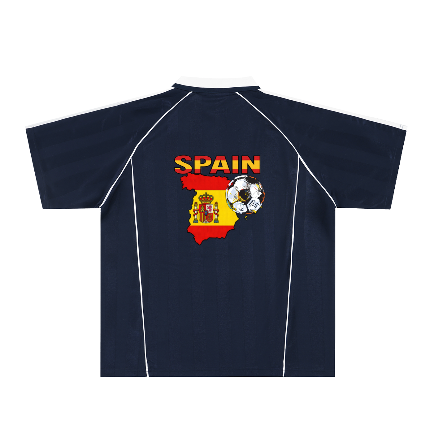 Spain Flag Themed Graphic Stripe Collared Soccer Jersey