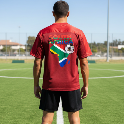 South African Flag Themed Graphic  Mesh V-Neck Soccer Jersey