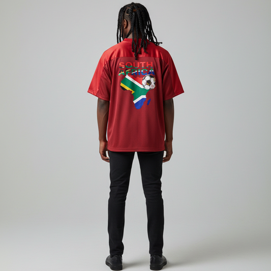South African Flag Themed Graphic  Mesh V-Neck Soccer Jersey