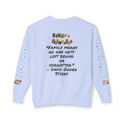Bold Ethnic Unisex Light Weight Crewneck, Hand-drawn Tribal Family Doodle Design