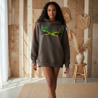 Jamaican Pride and Flag Themed Graphic Fleeced Unisex Hoodie