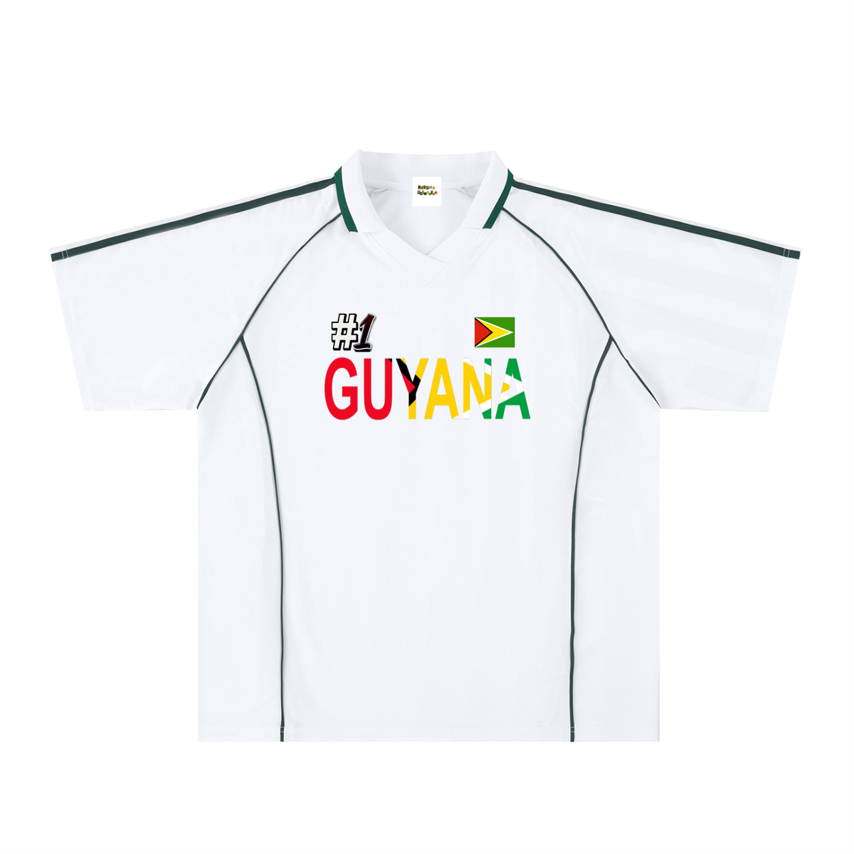 Guyana Flag Themed Unisex Graphic Shadow Stripe Collared Soccer Jersey