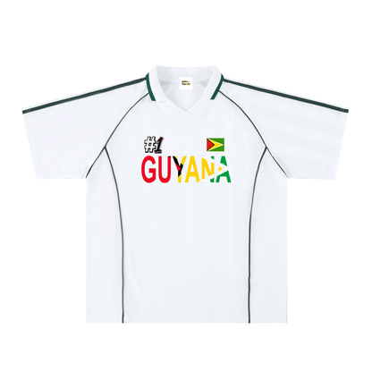 Guyana Flag Themed Unisex Graphic Shadow Stripe Collared Soccer Jersey