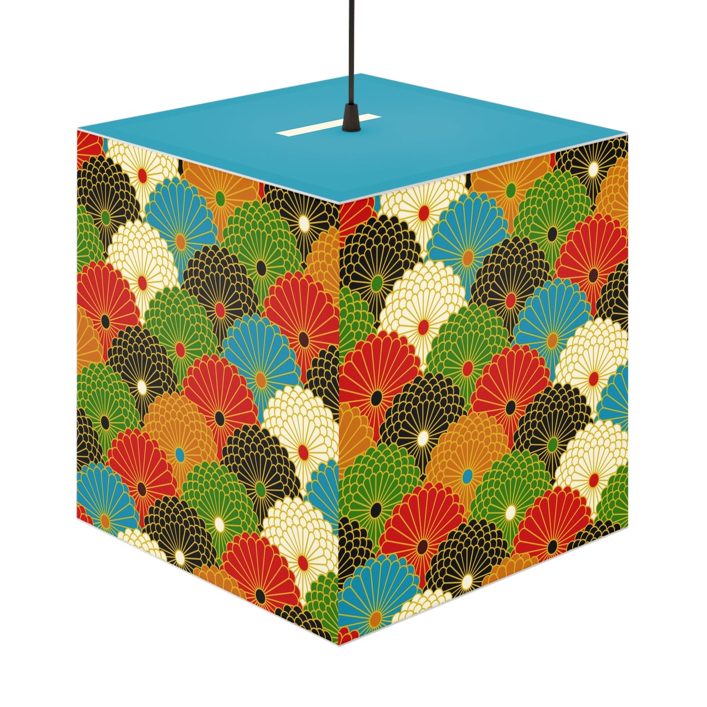 Japanese Fan Pattern Light Cube Lamp – Colorful Retro Geometric Table & Night Light
