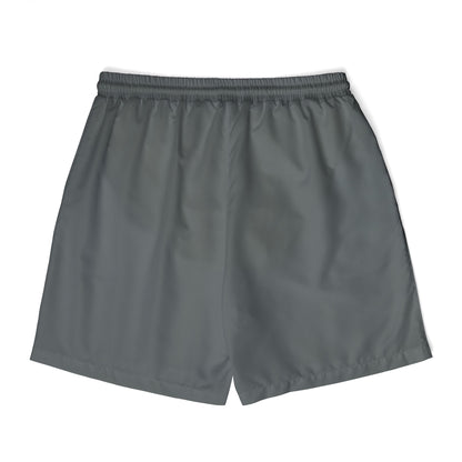 Badged Graphic Swim Shorts, Unisex Beachwear, Summer Essentials, Pool Party Attire
