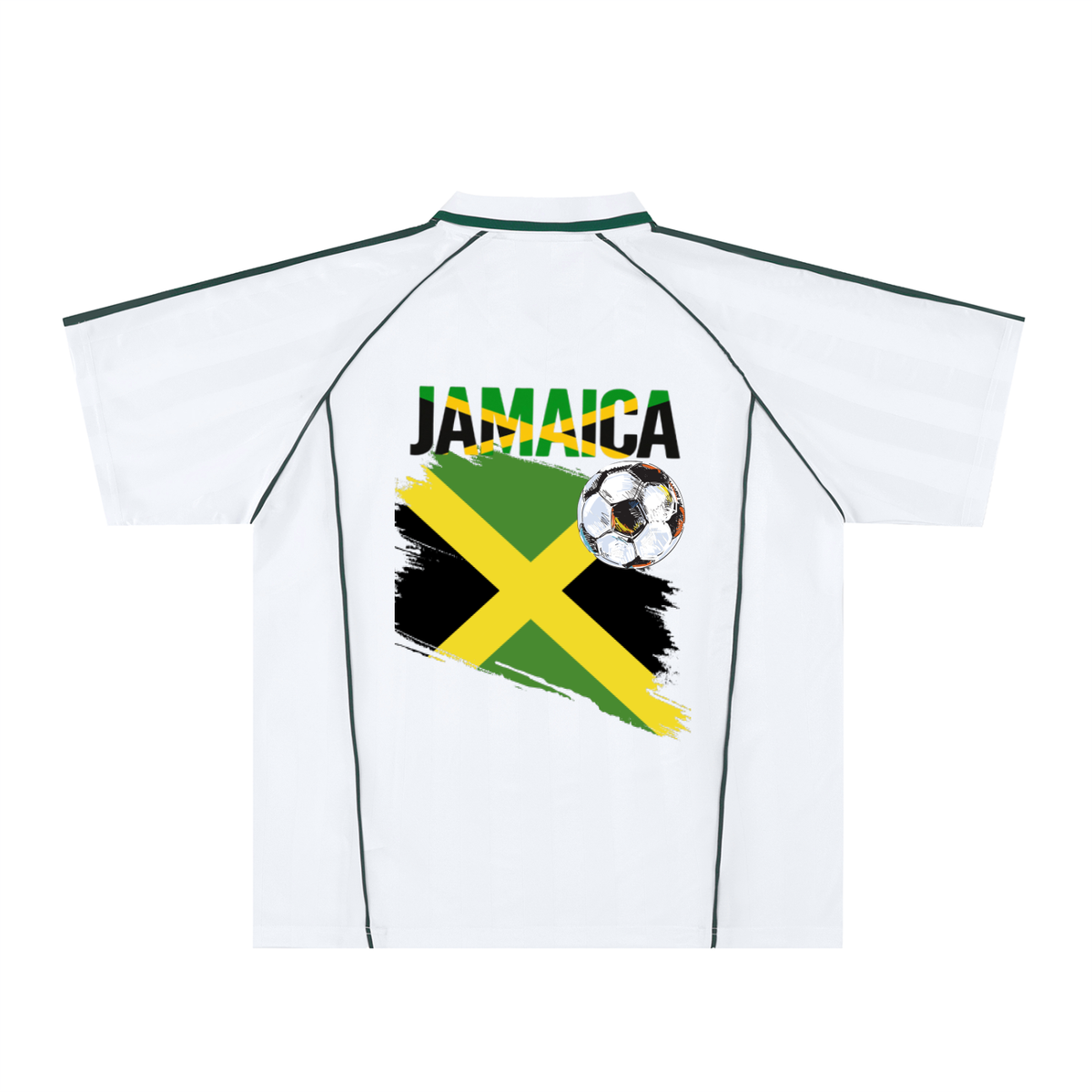 Jamaican Pride &  Flag Themed Shadow Stripe Collared Unisex Soccer Jersey