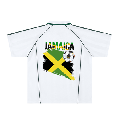 Jamaican Pride &  Flag Themed Shadow Stripe Collared Unisex Soccer Jersey