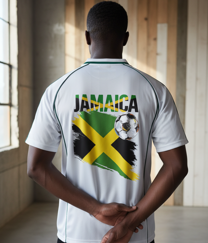Jamaican Pride &  Flag Themed Shadow Stripe Collared Unisex Soccer Jersey