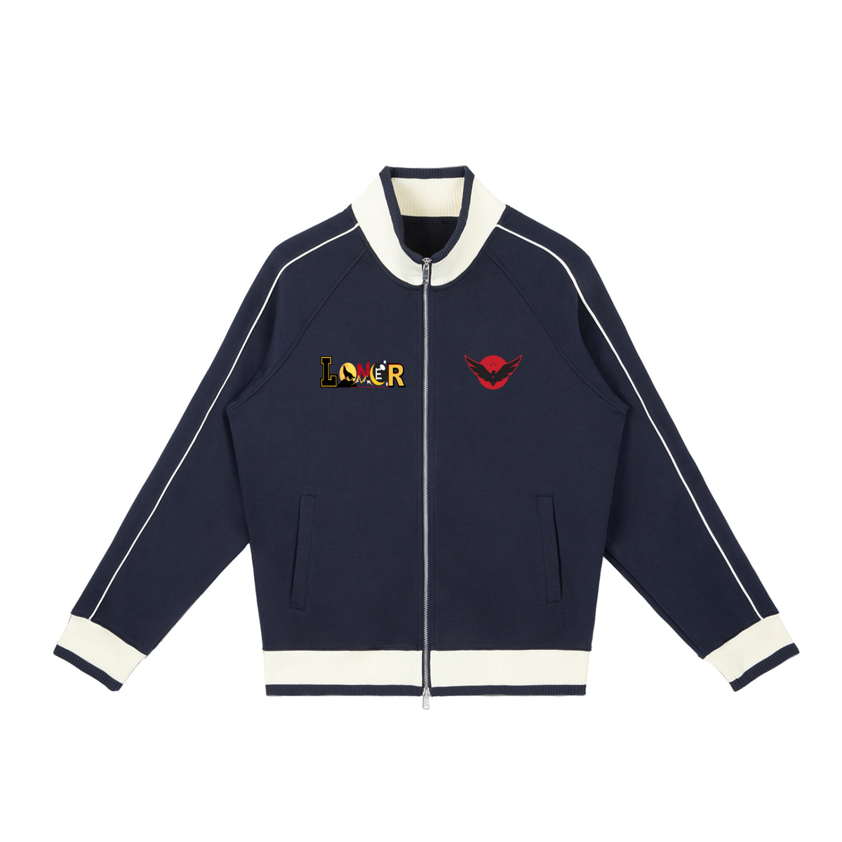 Gothic Wolf Art, Color Block Raglan Sleeve Zip Track Unisex Jacket