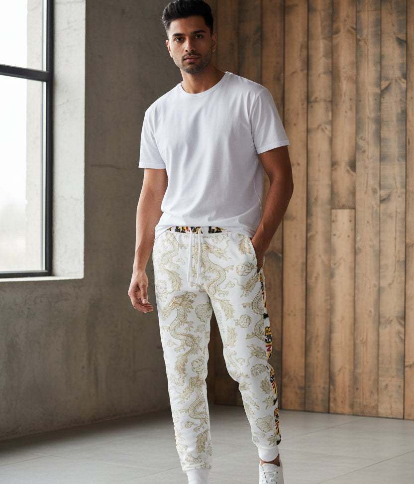 Cozy Dragon Print Athletic Joggers for Comfort & Style, Casual Wear, Unisex Pants Printify