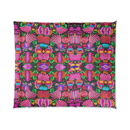 Bird Lovers Floral Themed Comforter - Colorful Bohemian Bedding for Relaxed Living, Cozy Home Décor