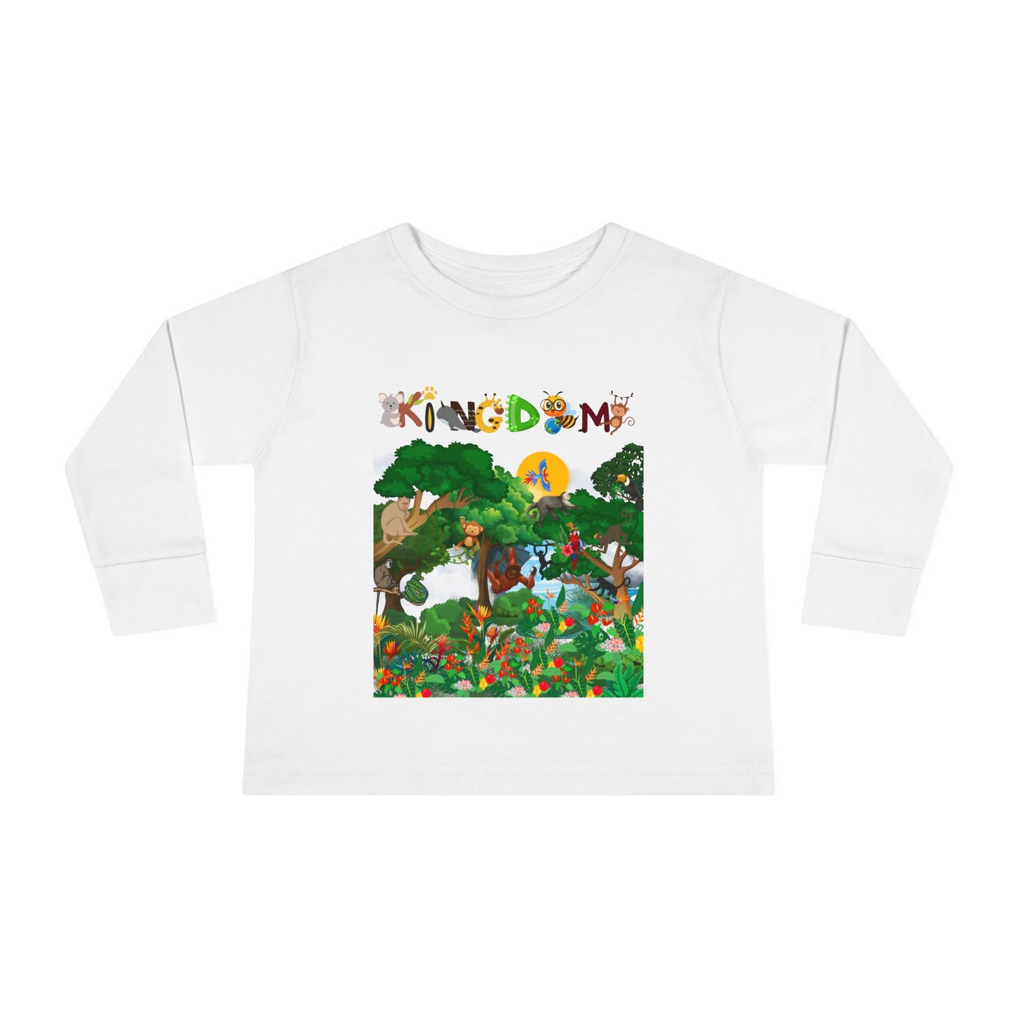 Jungle Animal Toddler Long Sleeve Tee, Kids Safari Shirt, Graphic Wildlife Top for Children