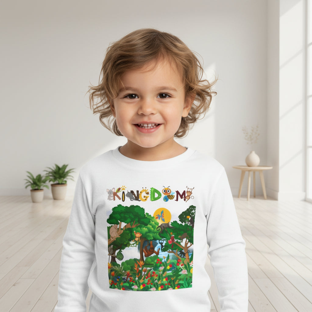Jungle Animal Toddler Long Sleeve Tee, Kids Safari Shirt, Graphic Wildlife Top for Children Printify