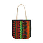 Afrocentric Pattern Canvas Tote — Colorful Tribal Stripe Beach & Market Bag Printify