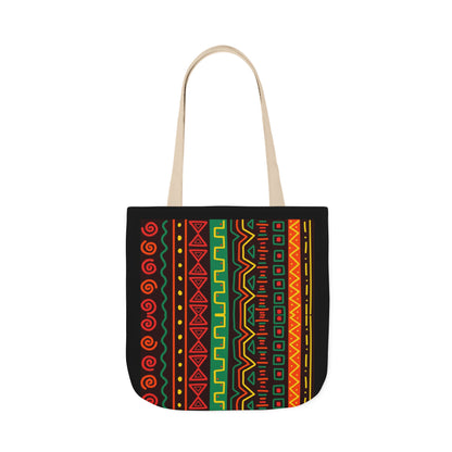 Afrocentric Pattern Canvas Tote — Colorful Tribal Stripe Beach & Market Bag