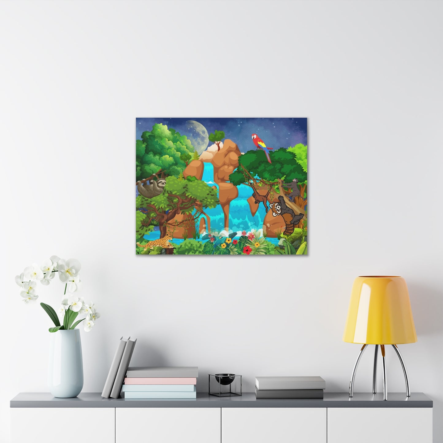 Canvas Gallery Wraps, Jungle Animals Cheetah Monkeys Wall Art, Kids Decor