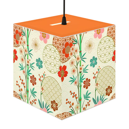 Japanese Floral Cube Lamp — Vintage Sakura Pattern Light Cube