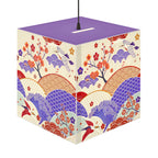 Japanese Wave & Crane Light Cube Lamp — Floral Origami Pattern Ambient Pendant Printify