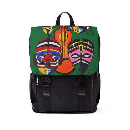Afro Music Guitar Cartoon Backpack, Handcrafted Unisex Shoulder Bag, Music Lover Gift