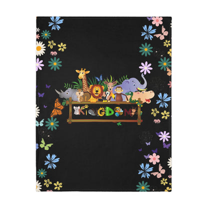 Soft Animals and Nature Themed Velveteen Microfiber Blanket, Cozy Gift for Kids