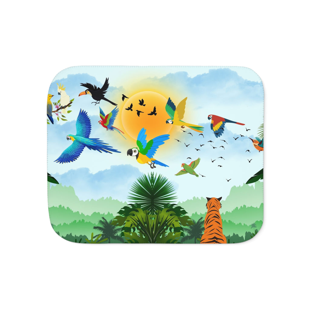 Tropical Wildlife Sherpa Blanket - Cozy Nature-Inspired Throw Printify
