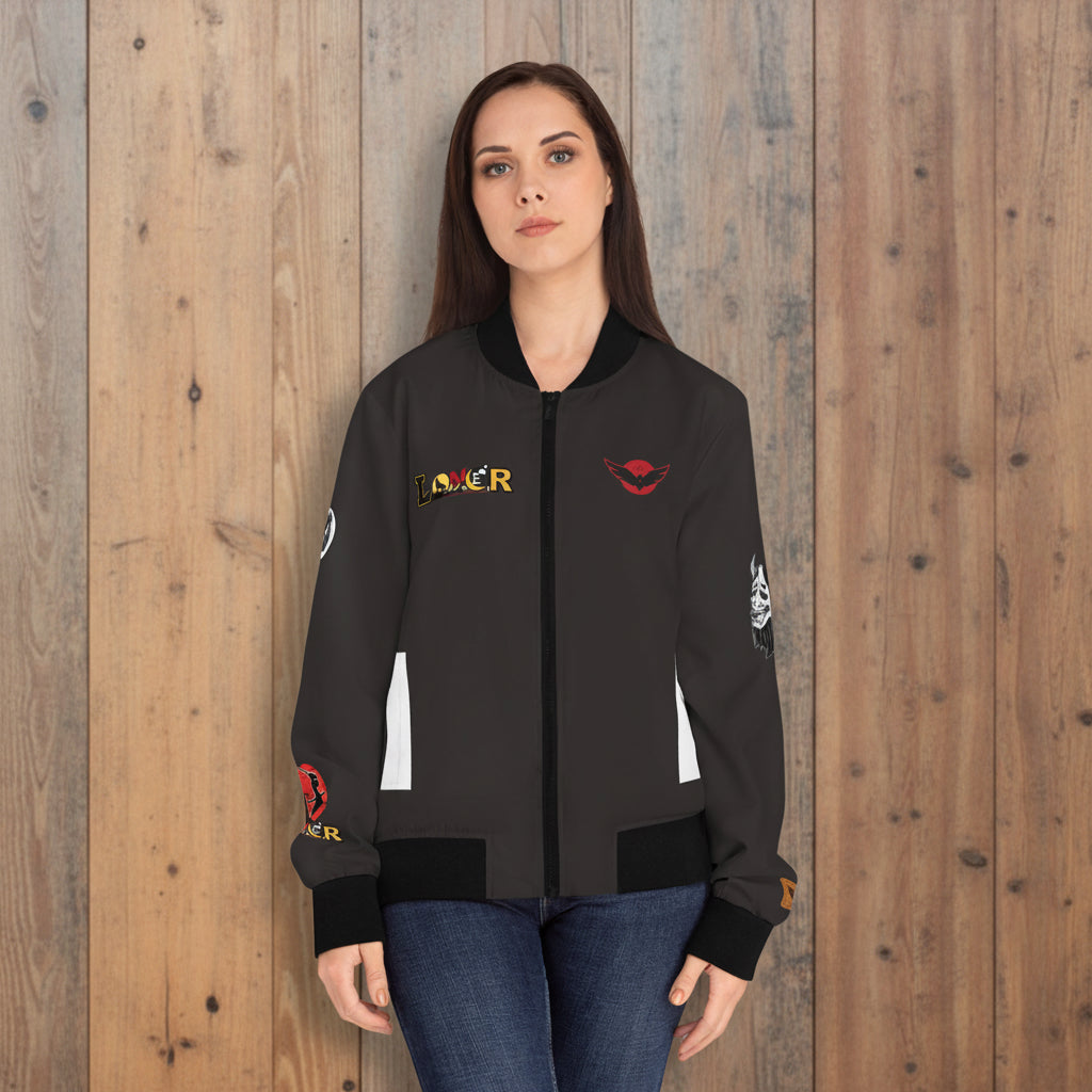 Women's Bomber Jacket, Mythical All Over Design, Zip Up Outerwear for Her, Lightweight Coat Gift, Stylish Ladies Fashion,