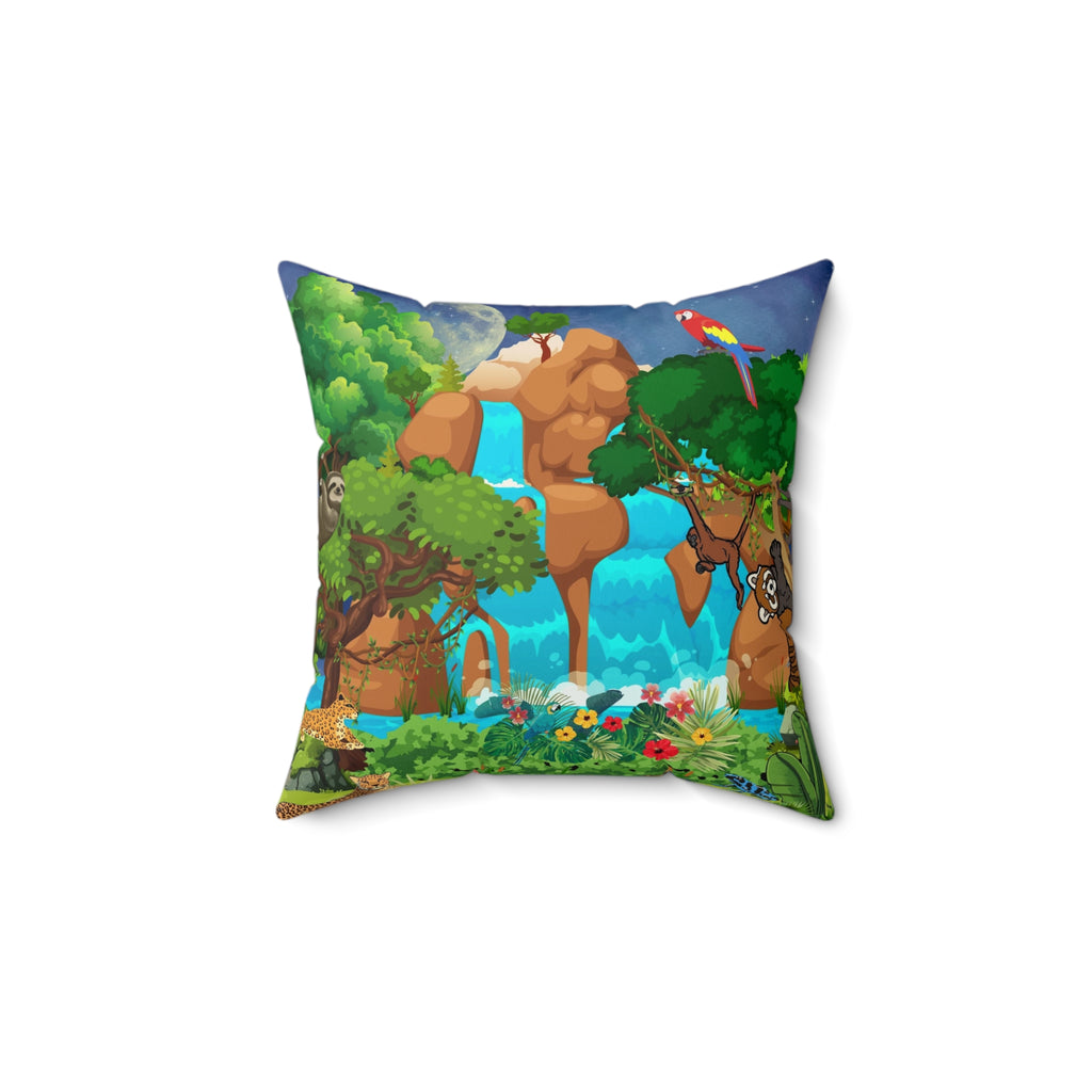 Nature-Inspired Decorative Pillow - Jungle Oasis Design Printify