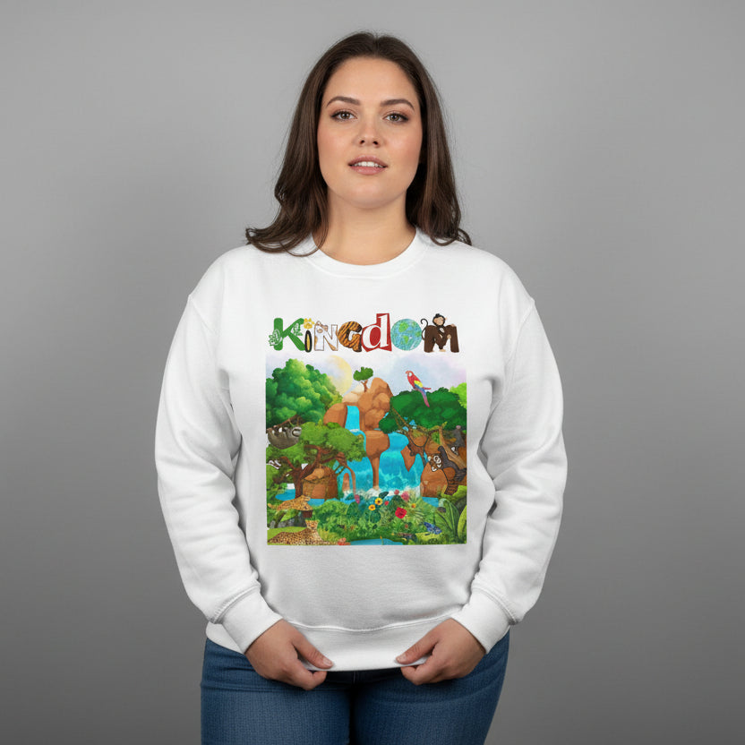 Jungle Animals Waterfall Art Sweatshirt, Animal Lover Gift, Wildlife Clothing, Rainforest Jumper Printify