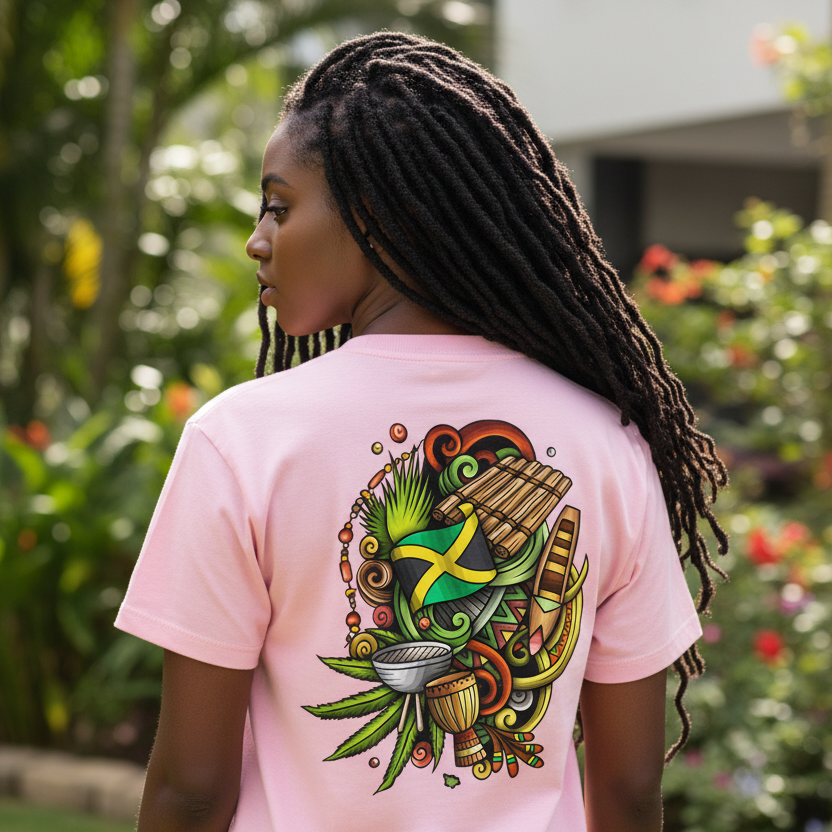 Jamaica Flag Themed Graphic Vintage Wash Cotton Unisex T-Shirt