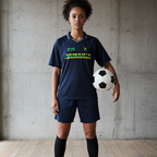 Jamaican Pride, Flag Themed Graphic V-Neck Collared  Unisex Soccer Jersey